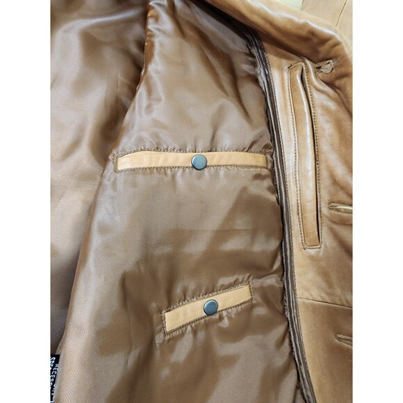 Vintage Wilsons Pelle Studio Classics Leather Jacket Womens L Coat Tan Buttons - Picture 13 of 15